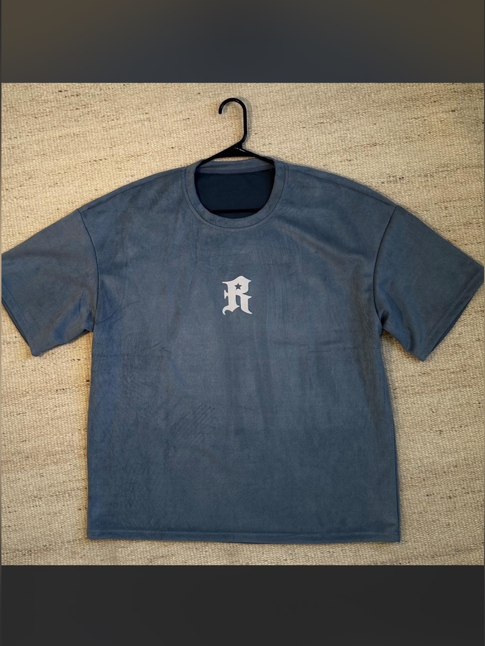 Slate Blue Short Sleeve Tee with Monogram Graphic